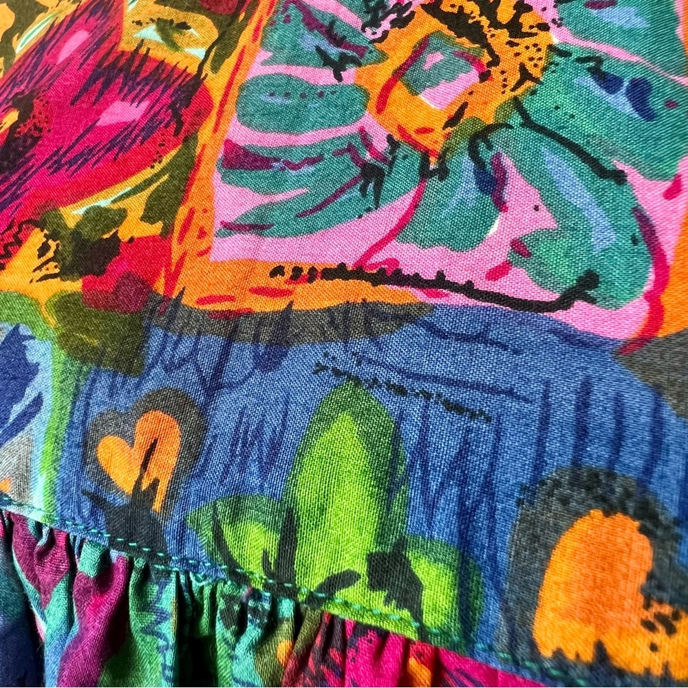 Vintage VANITY FAIR Tropical Hawaiian Ruffled Hem Mumu Dress—SZ. Small - Picture 7 of 14
